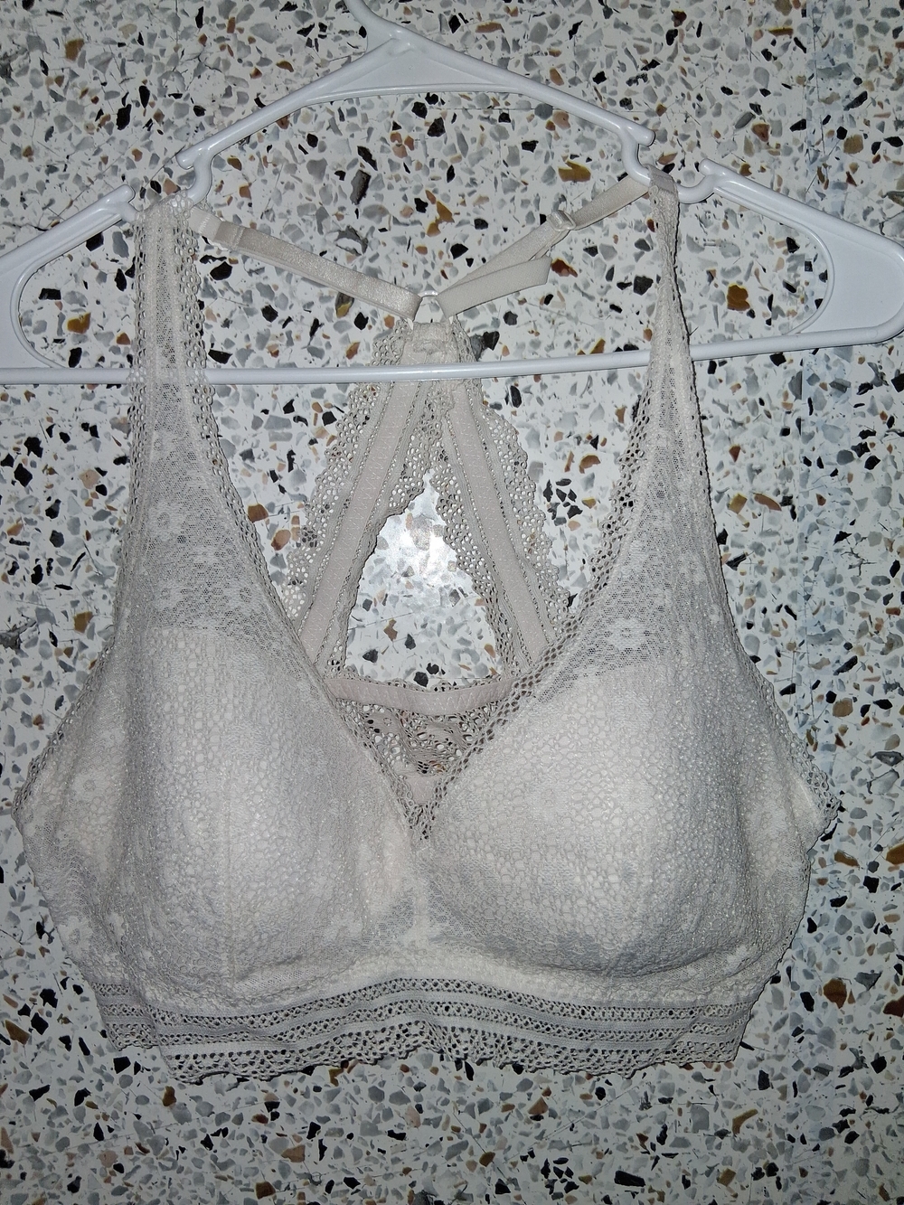 Victoria's Secret Lace Racerback Bralette in Light Cream